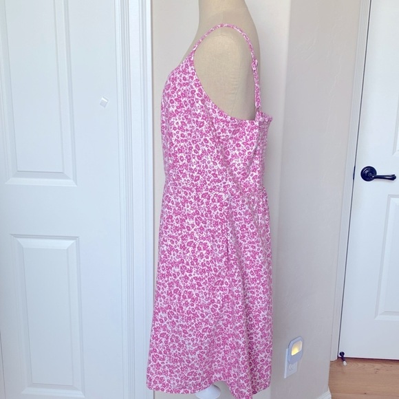 Old Navy Fit & Flare Mini Dress Womens Pink Linen blend  Floral Cami  Y2K  XL - Picture 5 of 13